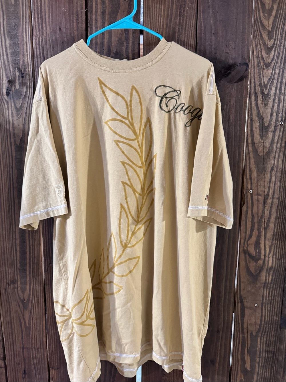 Vtg COOGI Australia Only The Strong Survive Embroidered T Shirt Beige Men's 3XL